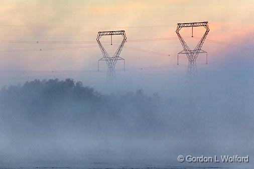 Transmission Lines At Sunrise_22432.jpg - Photographed along the Rideau Canal Waterway near Smiths Falls, Ontario, Canada.